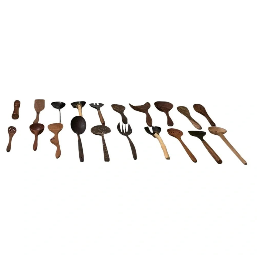 Handcrafted, Sustainable Teakwood‎ Cooking Utensil Set Of 20 Pieces, Durable